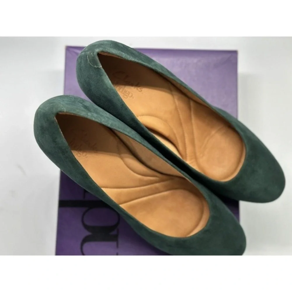 Clarks Indigo Wessex Wyvern Teal Suede Platform Pumps Heels 11M Preppy‎ 02-04